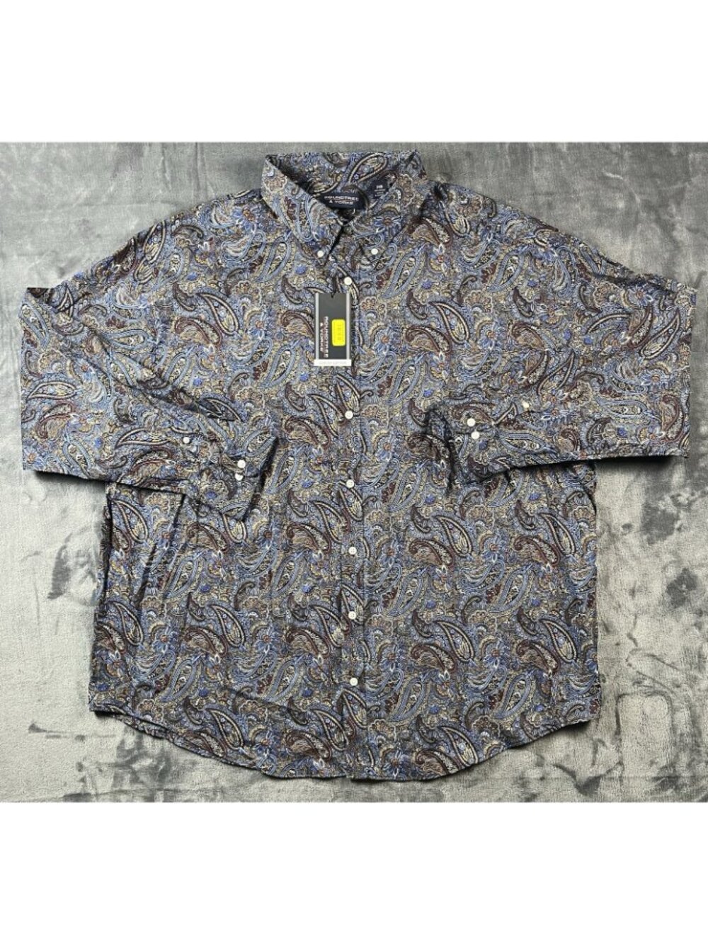 Roundtree & Yorke Luxury Cotton Paisley Blue Button Down Shirt Men's 3XB NWT - Picture 2 of 9